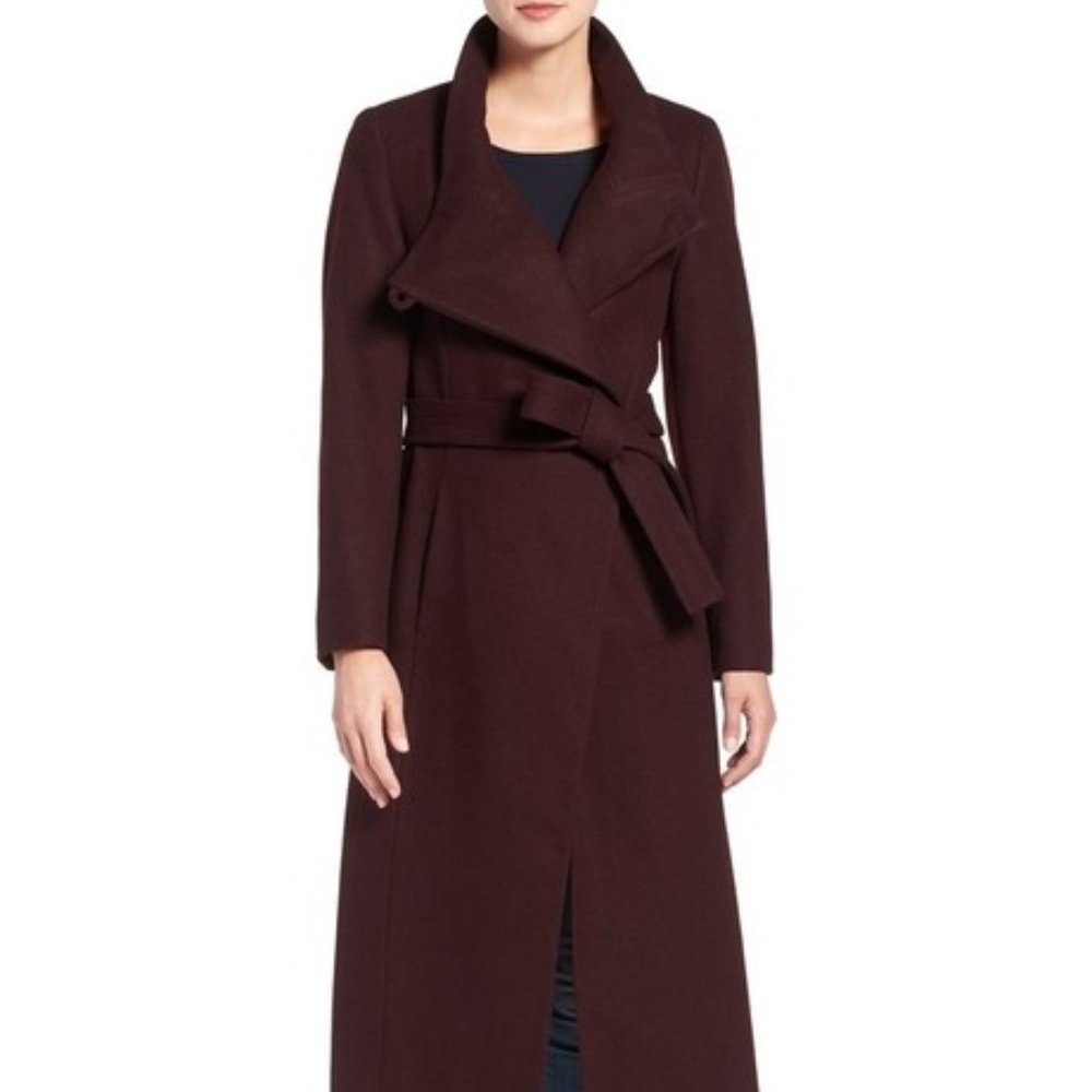 Kenneth Cole Burgundy belted wool coat